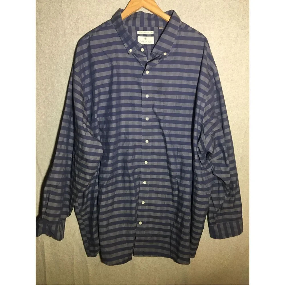 Mens Oak Hill Button Up Shirt Navy Blue Plaid Plus Size Casual Formal Work Wear